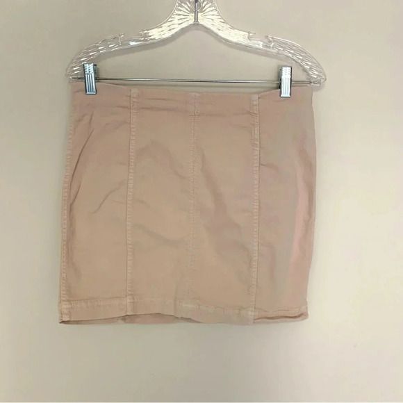 Free People  Light Pink Cotton Denim Stretch Mini Skirt 10 - Picture 1 of 8